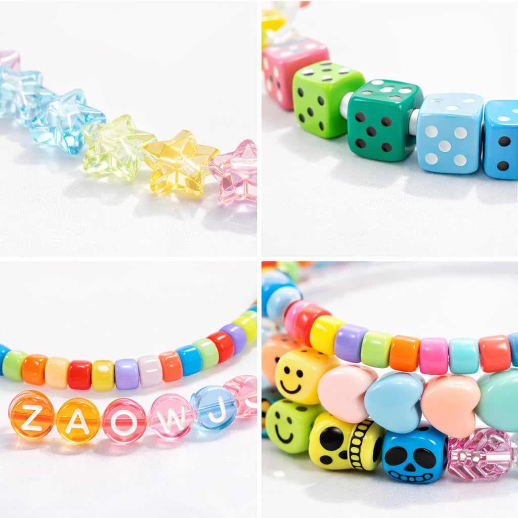 Y2K Beaded Bracelet Set, 5 Pack
