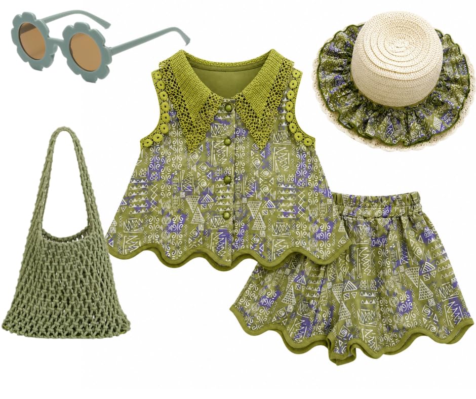 Girls 5-Piece Summer Vacation Outfit Set