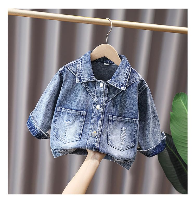 Girls Denim Jacket, Pink Top & Floral Bubble Skirt 3-Piece Set