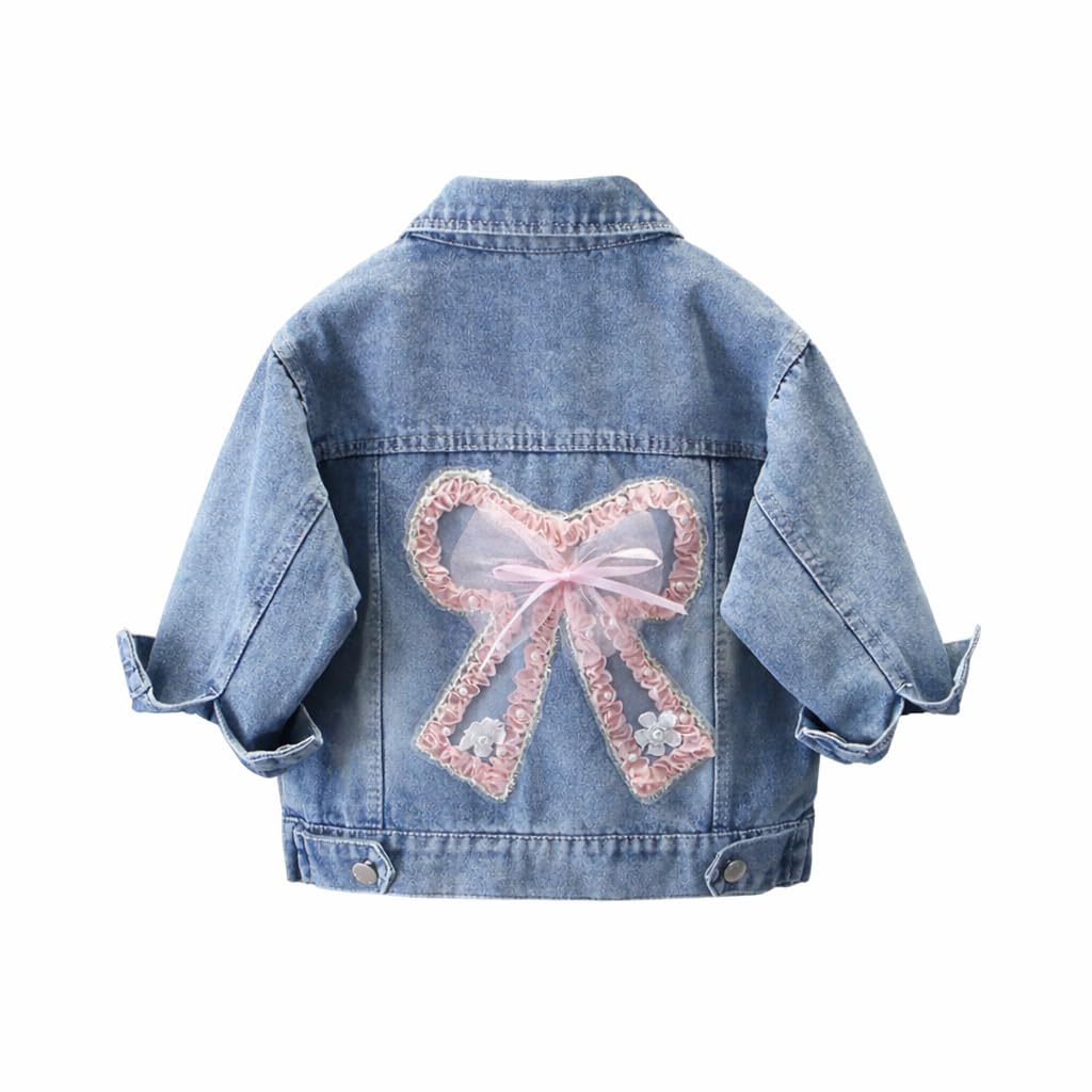 Girls Denim Jacket, Pink Top & Floral Bubble Skirt 3-Piece Set