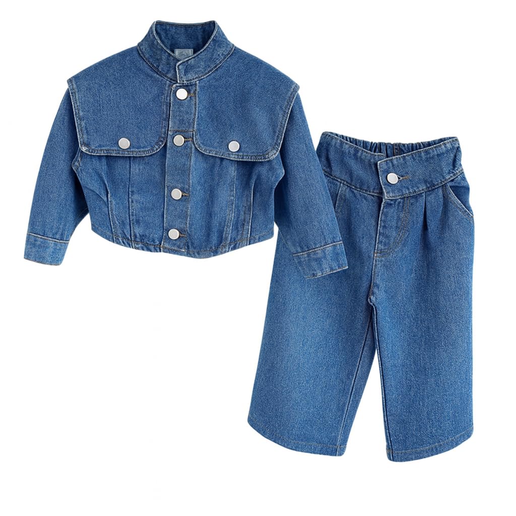 Girls Denim Jacket & Skirt 2-Piece Set