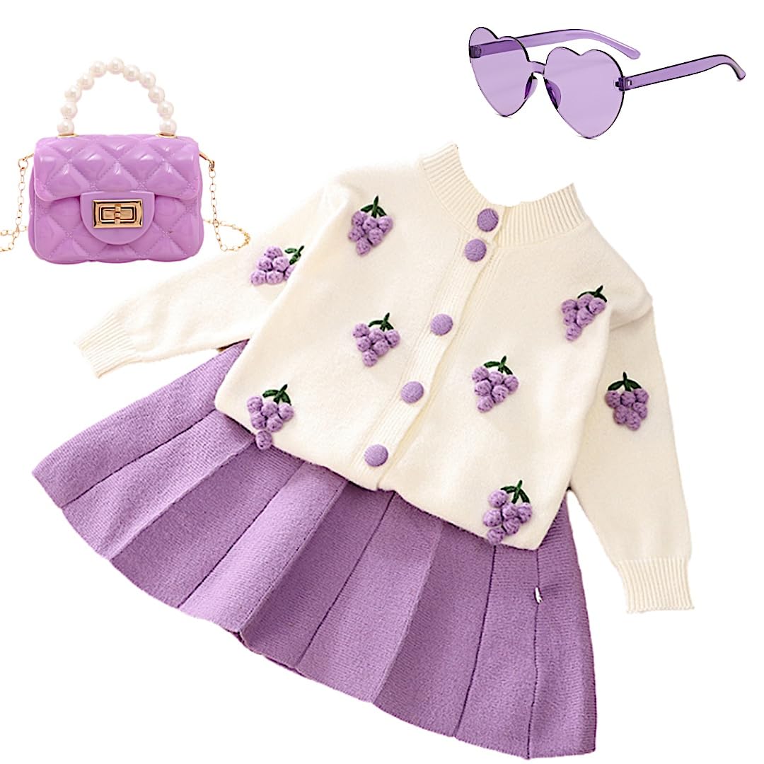 Girls 4-Piece Summer Short Set with Skort, Sunglasses & Purse