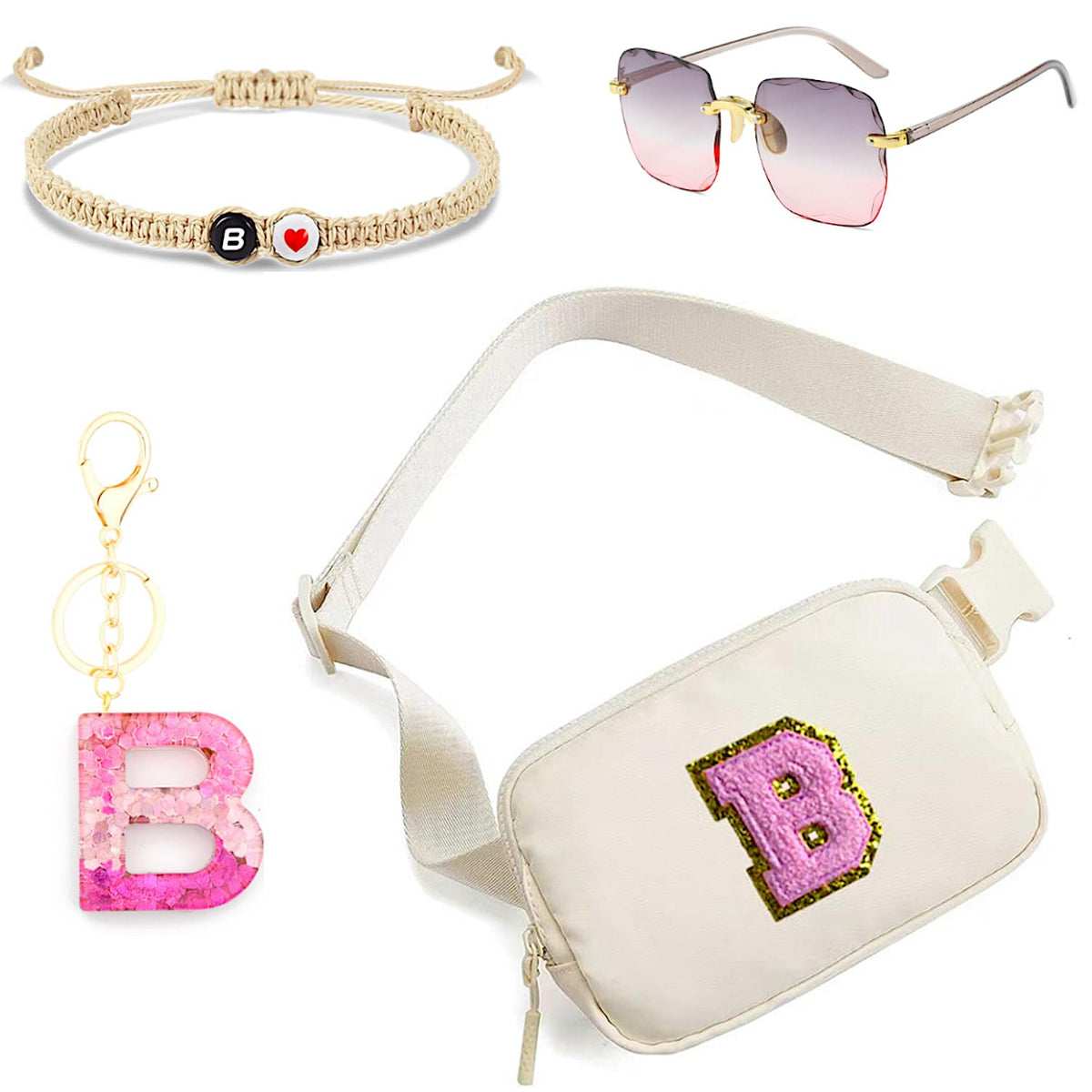 Personalized Initial Letter Waist Pack & Crossbody Bag