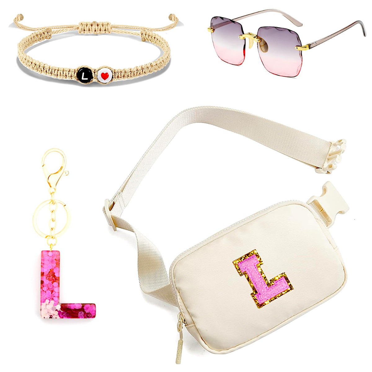 Personalized Initial Letter Waist Pack & Crossbody Bag