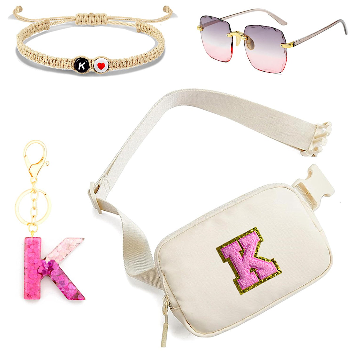 Personalized Initial Letter Waist Pack & Crossbody Bag
