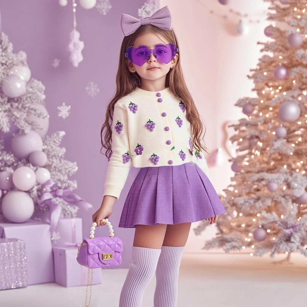 Girls 4-Piece Summer Short Set with Skort, Sunglasses & Purse