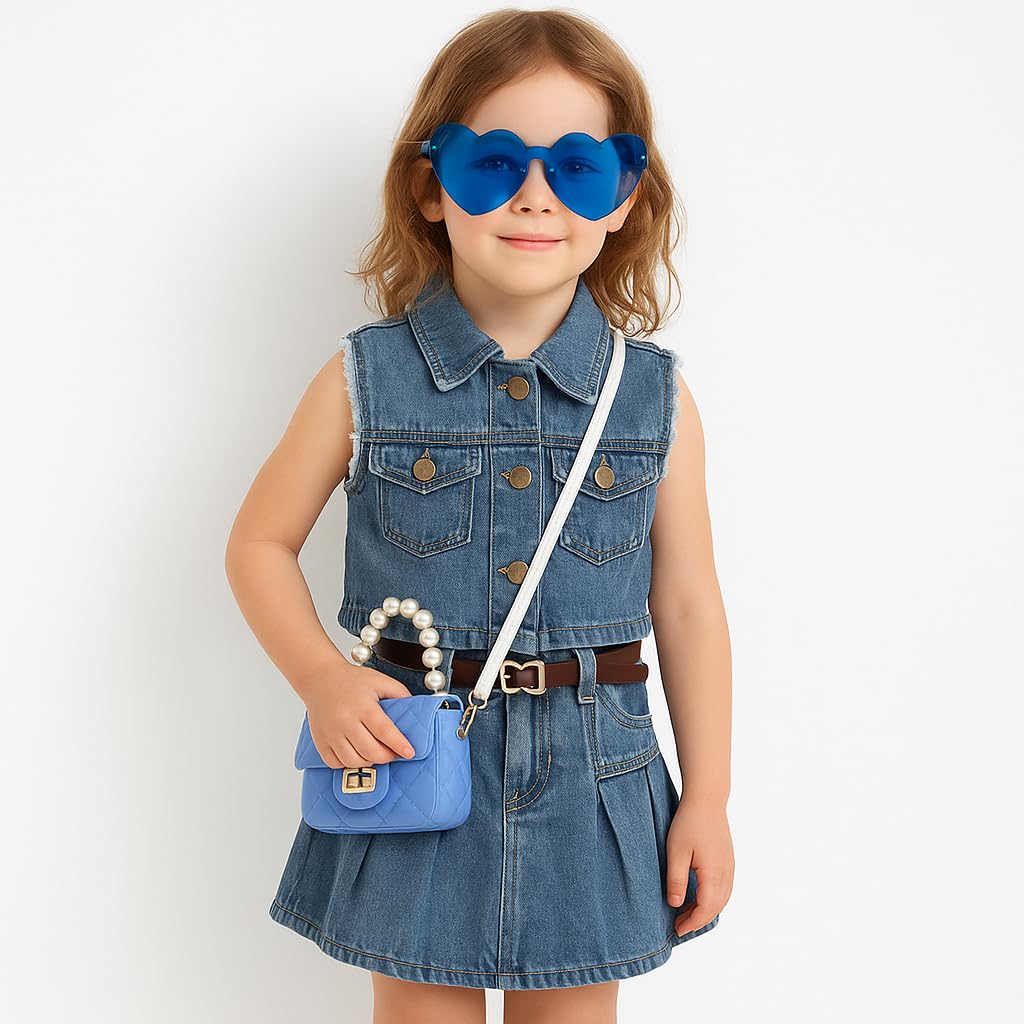 Girls Denim Jacket & Skirt 2-Piece Set