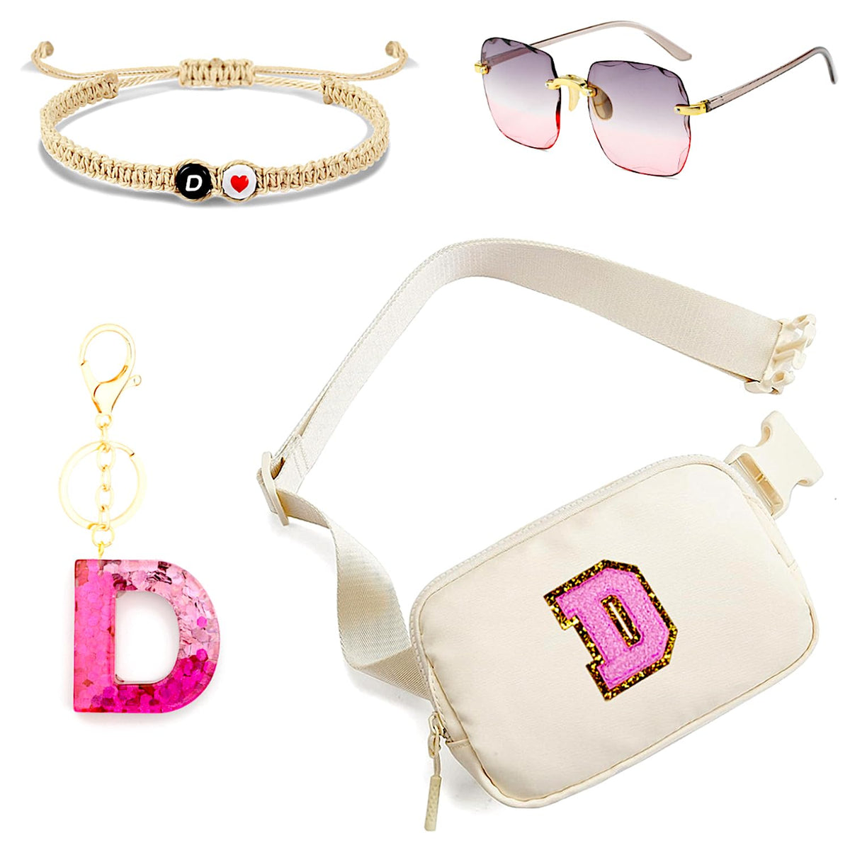 Personalized Initial Letter Waist Pack & Crossbody Bag
