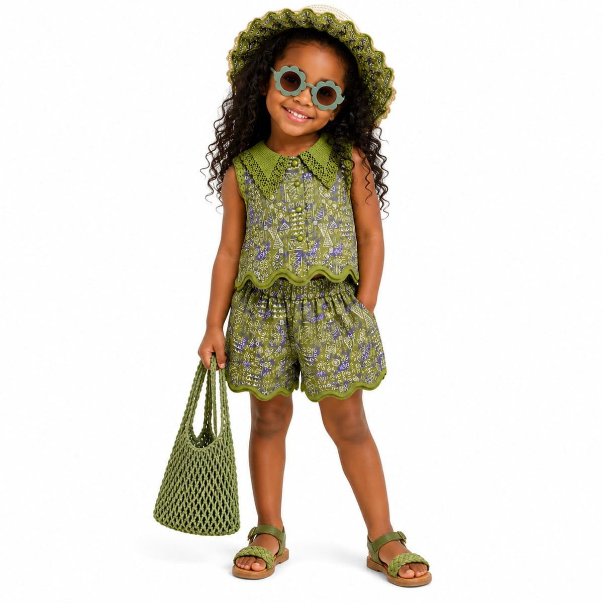 Girls 5-Piece Summer Vacation Outfit Set