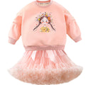 Girls Floral Graphic Sweatshirt & Ruffle Tutu Skirt Set