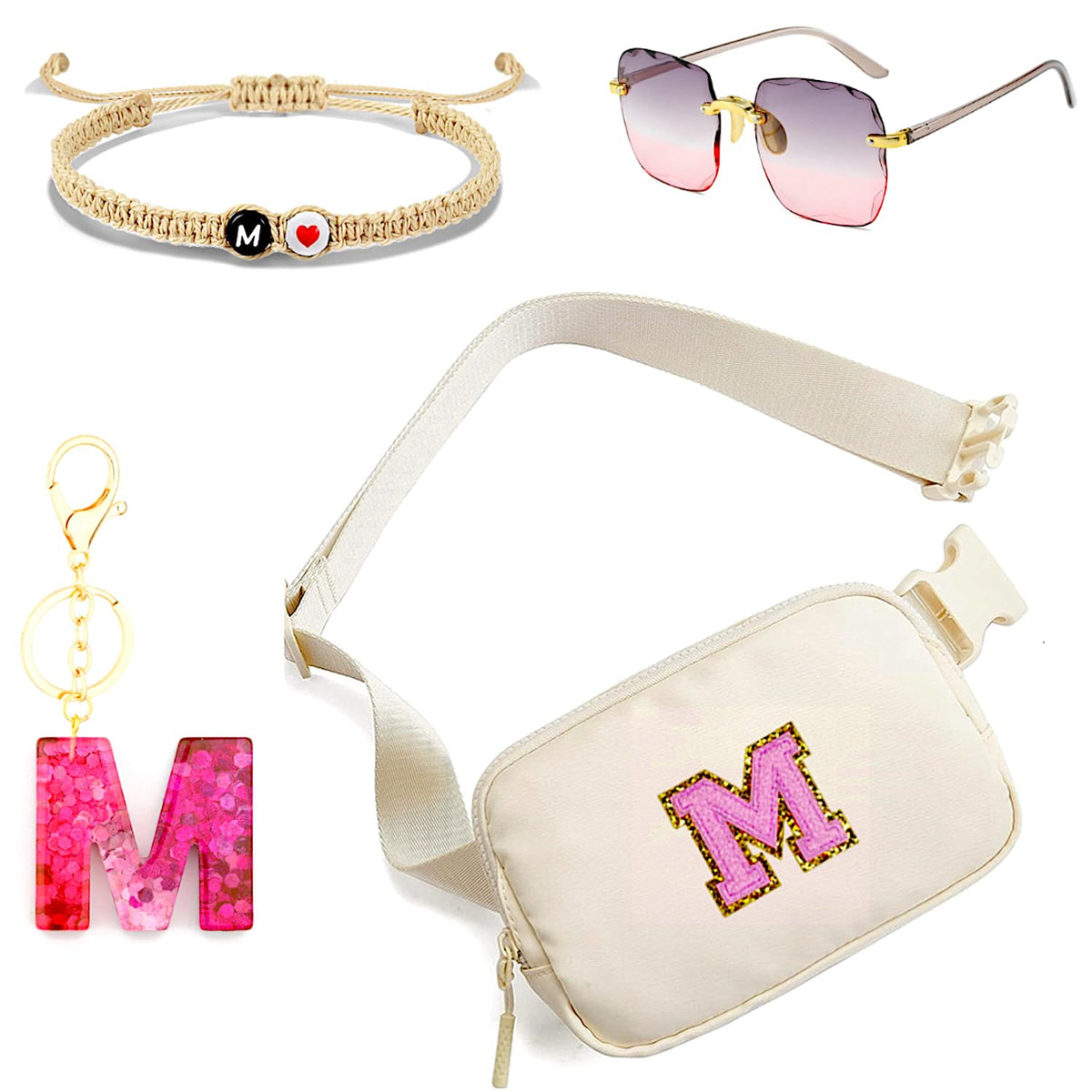 Personalized Initial Letter Waist Pack & Crossbody Bag