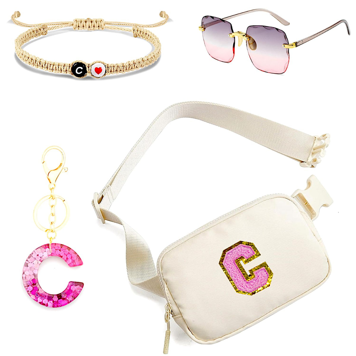 Personalized Initial Letter Waist Pack & Crossbody Bag