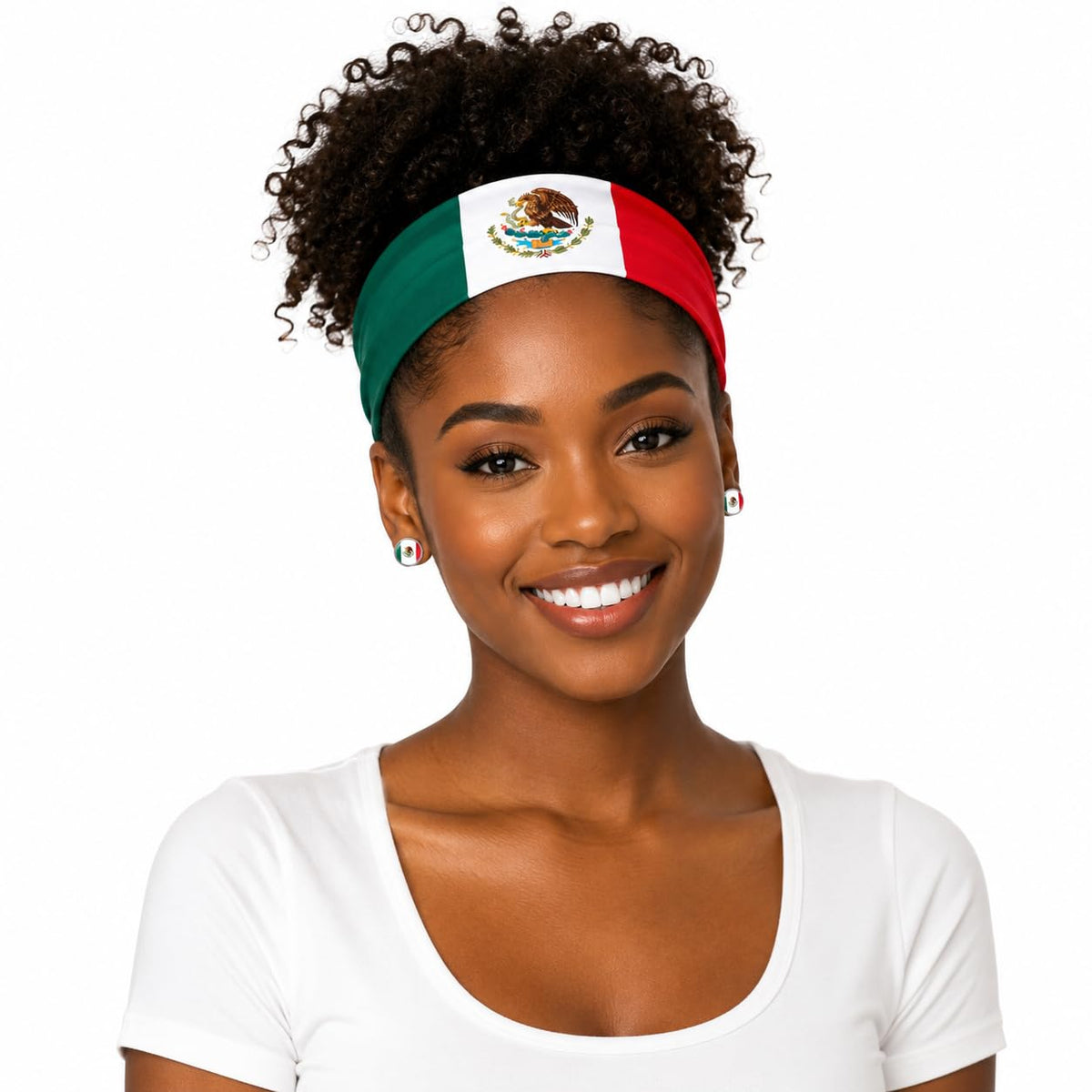 Mexico Flag Wide Elastic Headband