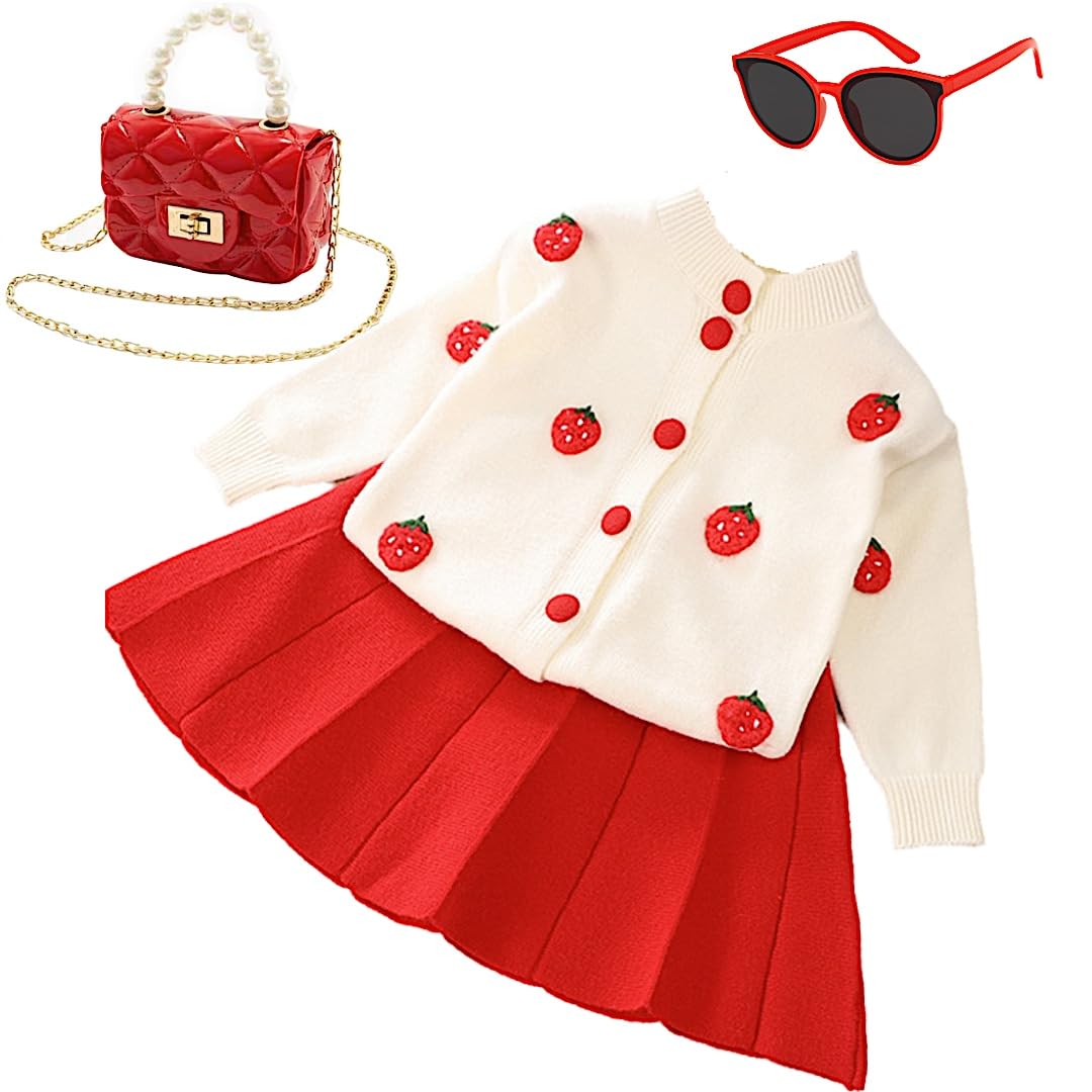 Girls 4-Piece Summer Short Set with Skort, Sunglasses & Purse