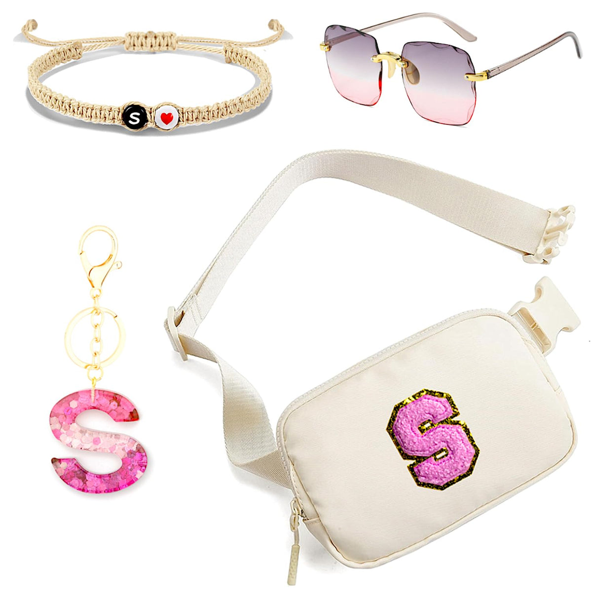 Personalized Initial Letter Waist Pack & Crossbody Bag