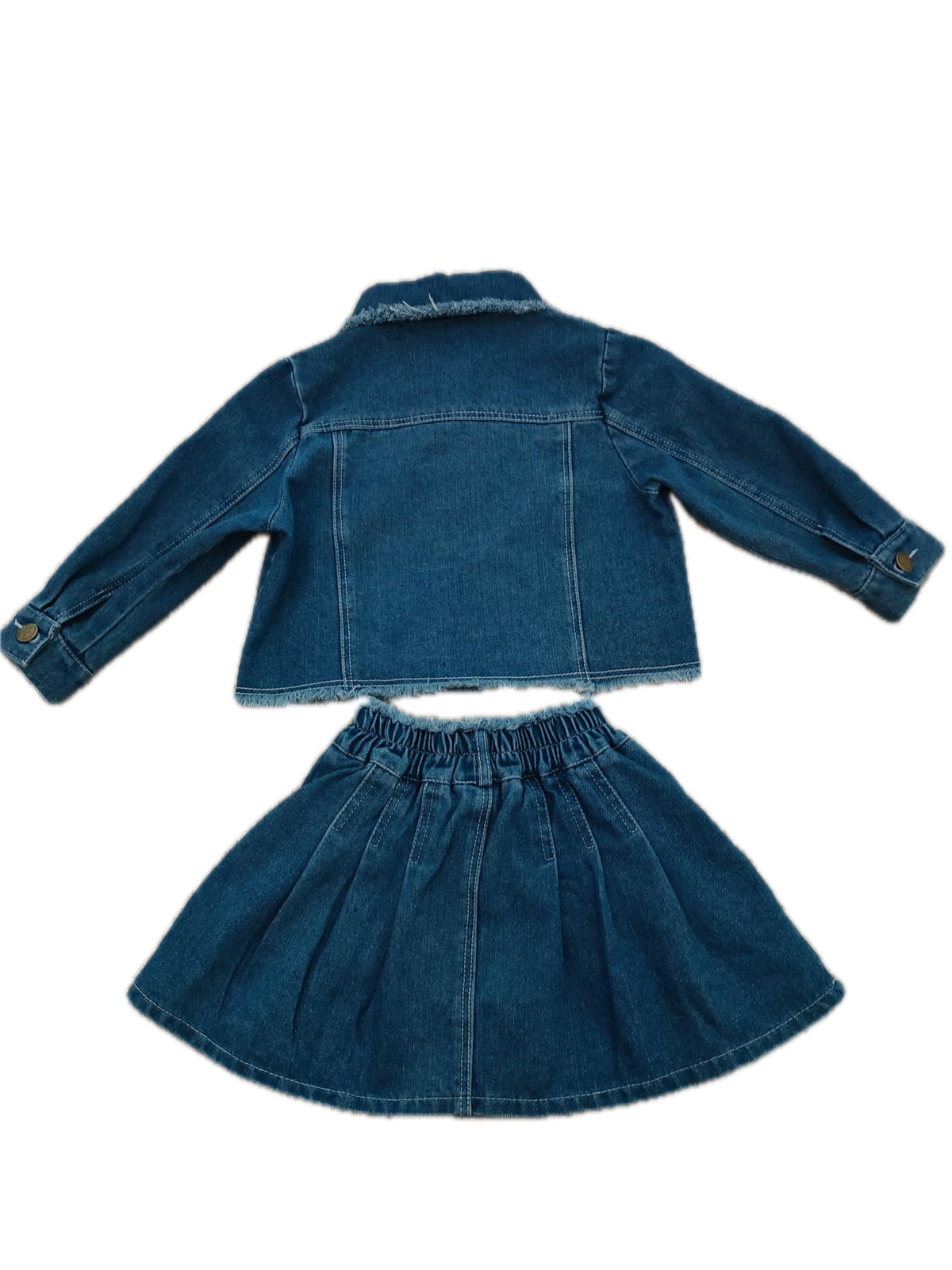 Girls Denim Jacket & Skirt 2-Piece Set