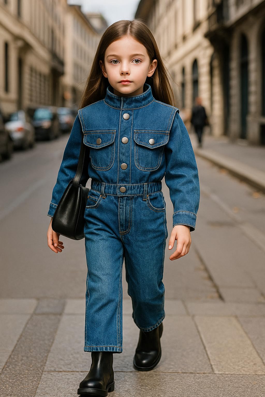 Girls Denim Jacket & Skirt 2-Piece Set