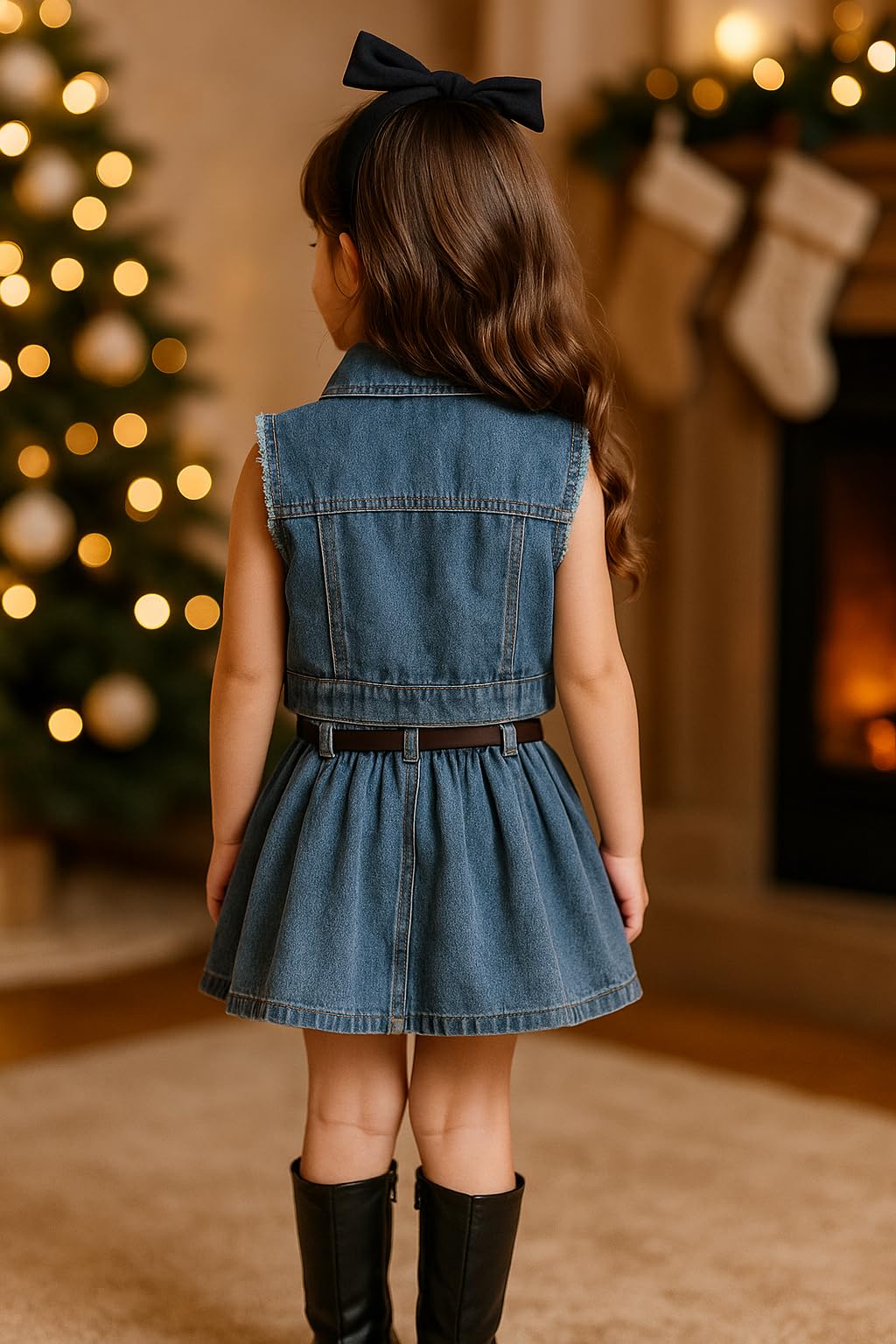 Girls Denim Jacket & Skirt 2-Piece Set