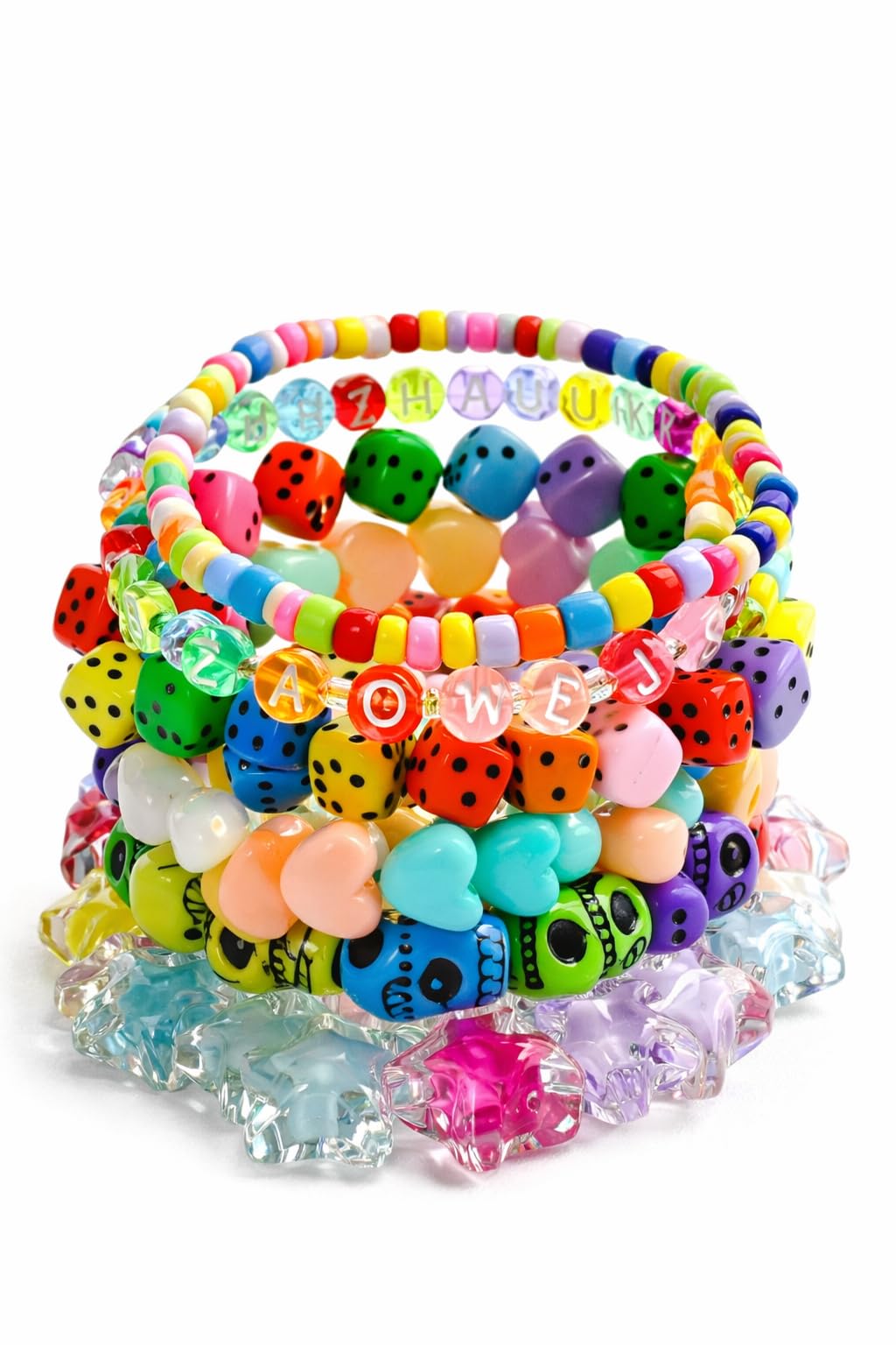 Y2K Beaded Bracelet Set, 5 Pack