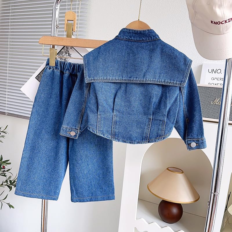 Girls Denim Jacket & Skirt 2-Piece Set