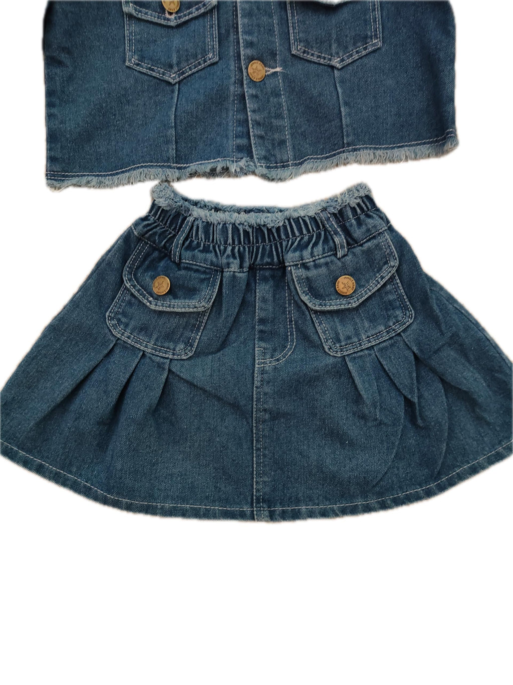 Girls Denim Jacket & Skirt 2-Piece Set