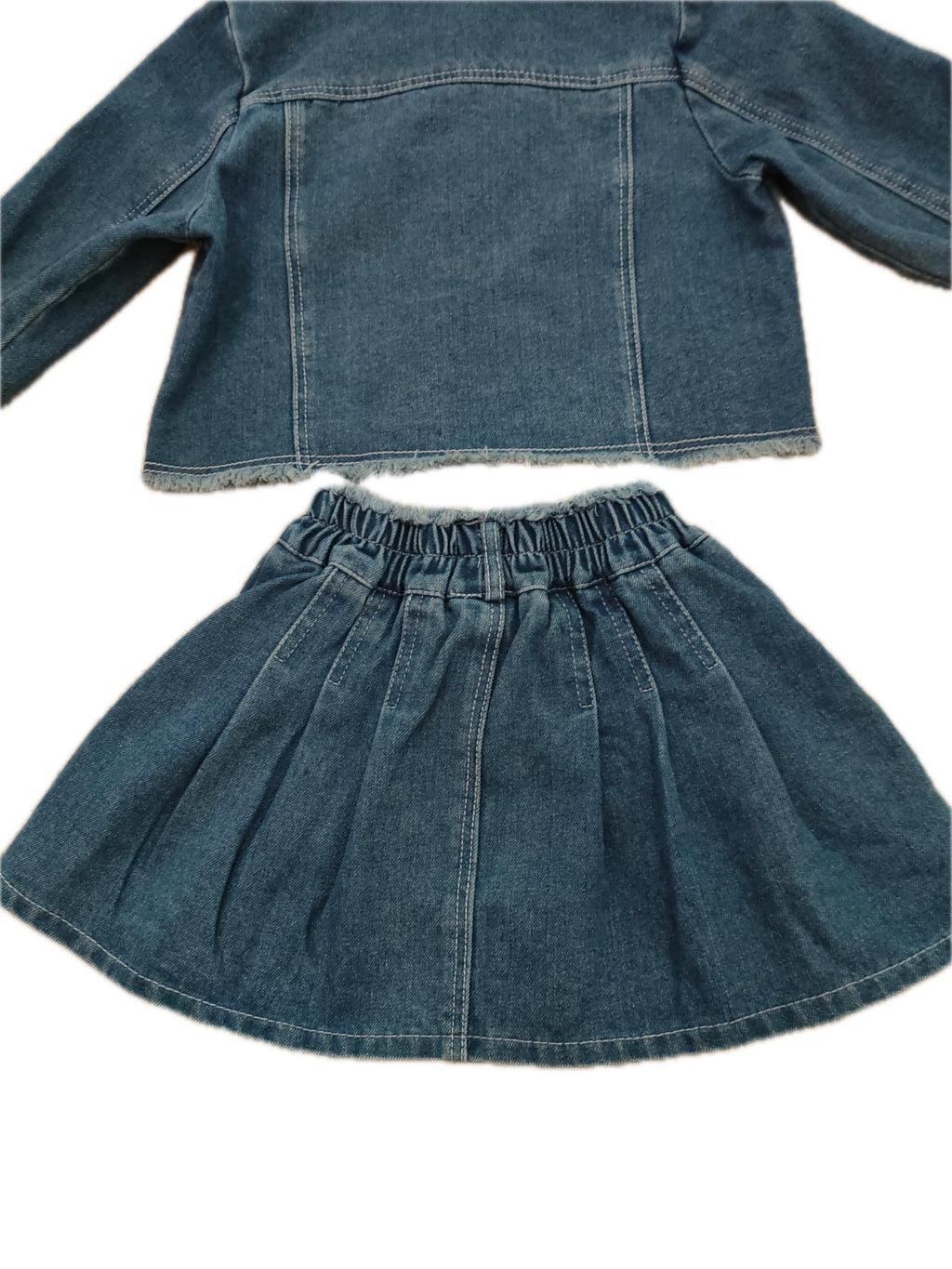 Girls Denim Jacket & Skirt 2-Piece Set