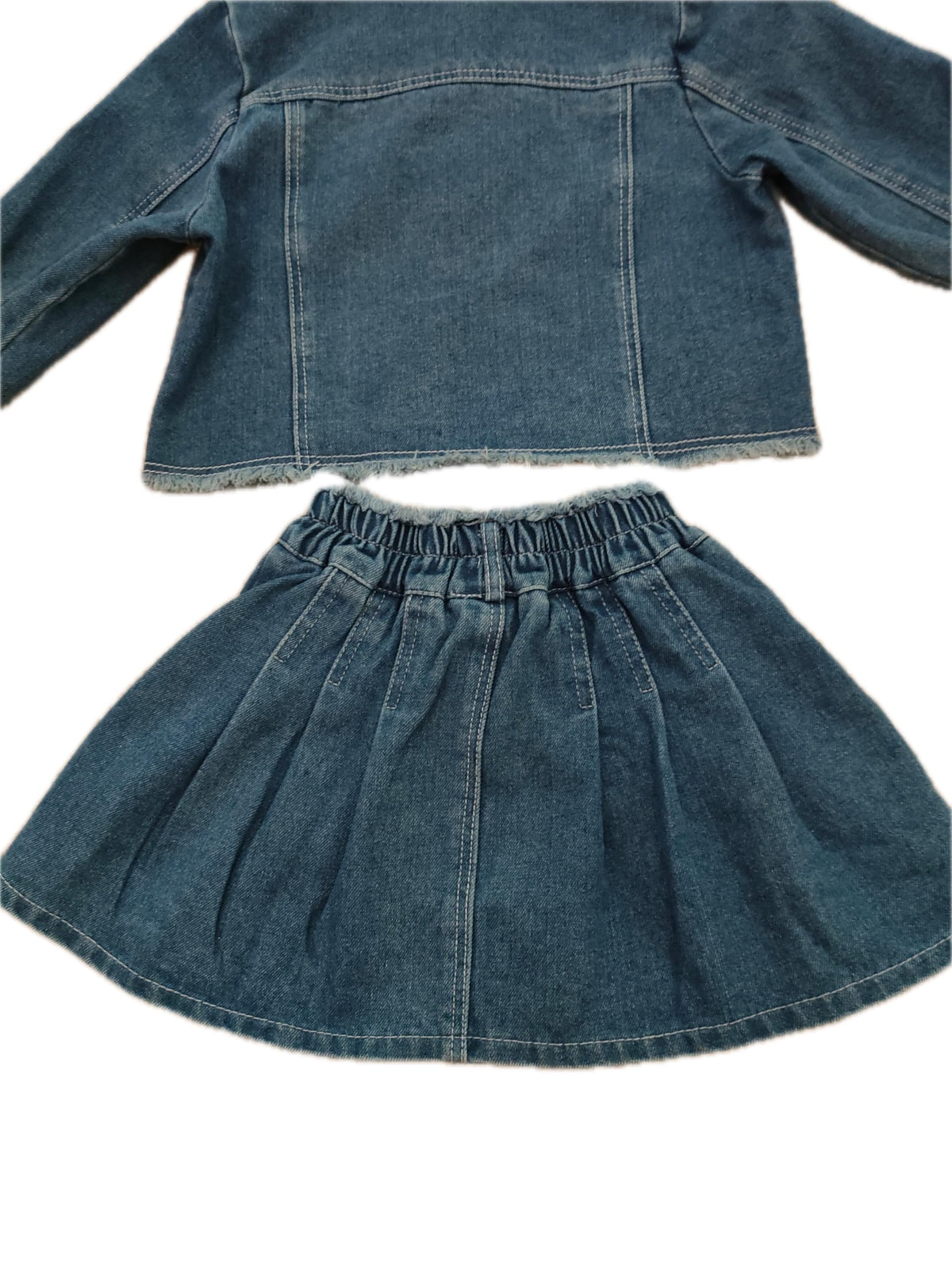Girls Denim Jacket & Skirt 2-Piece Set