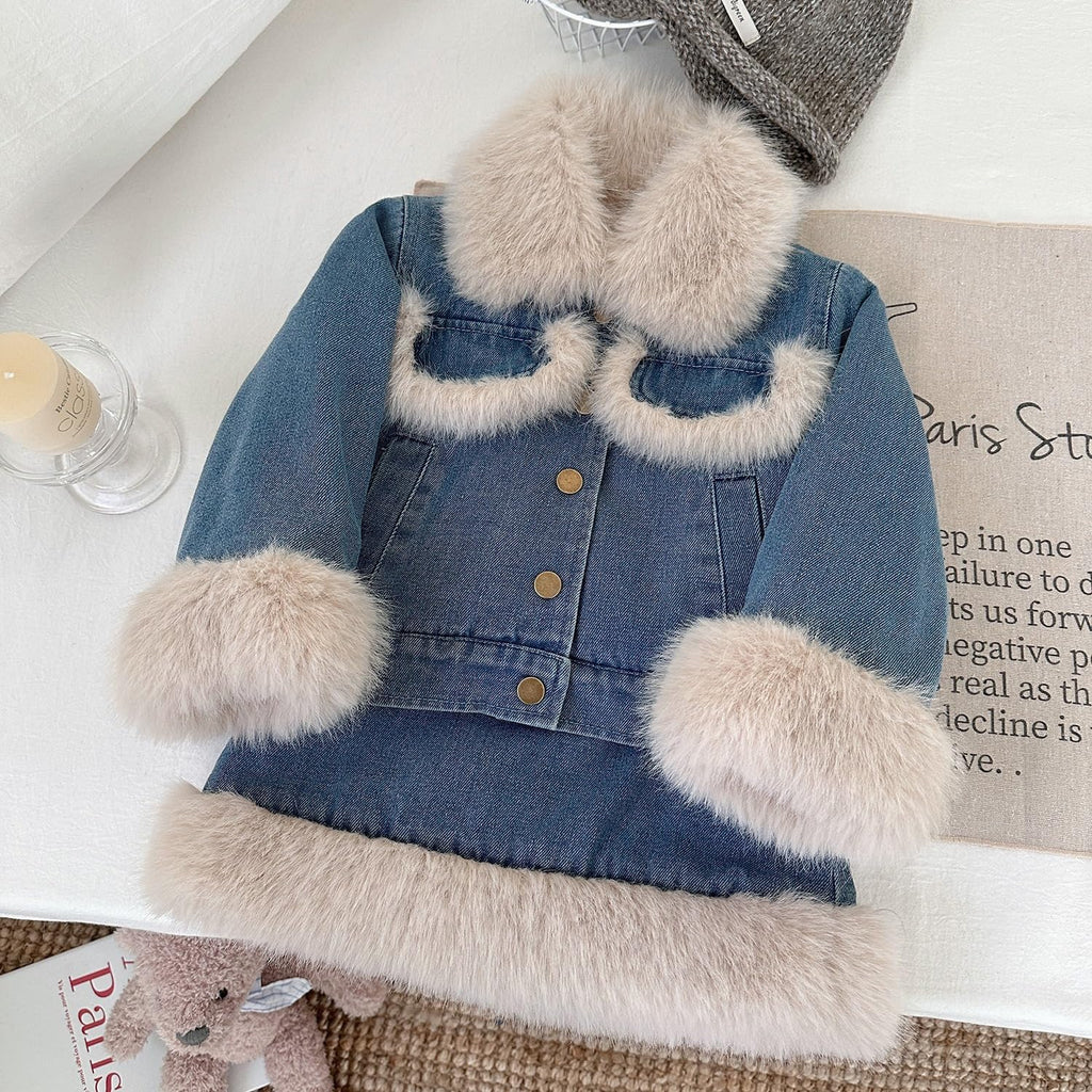 Girls Denim Jacket & Skirt 2-Piece Set