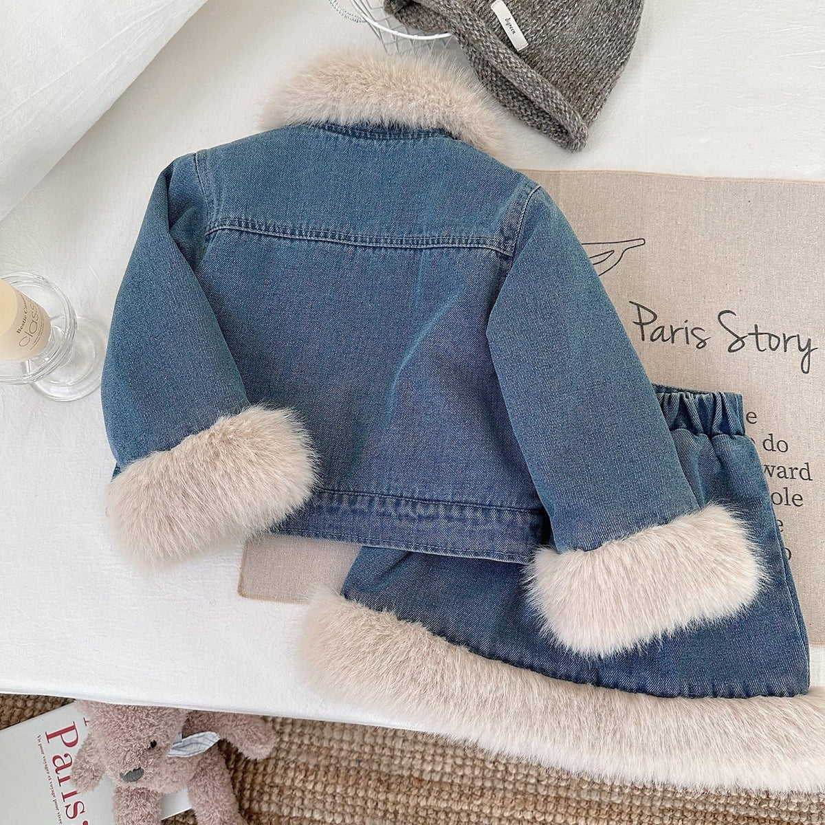 Girls Denim Jacket & Skirt 2-Piece Set