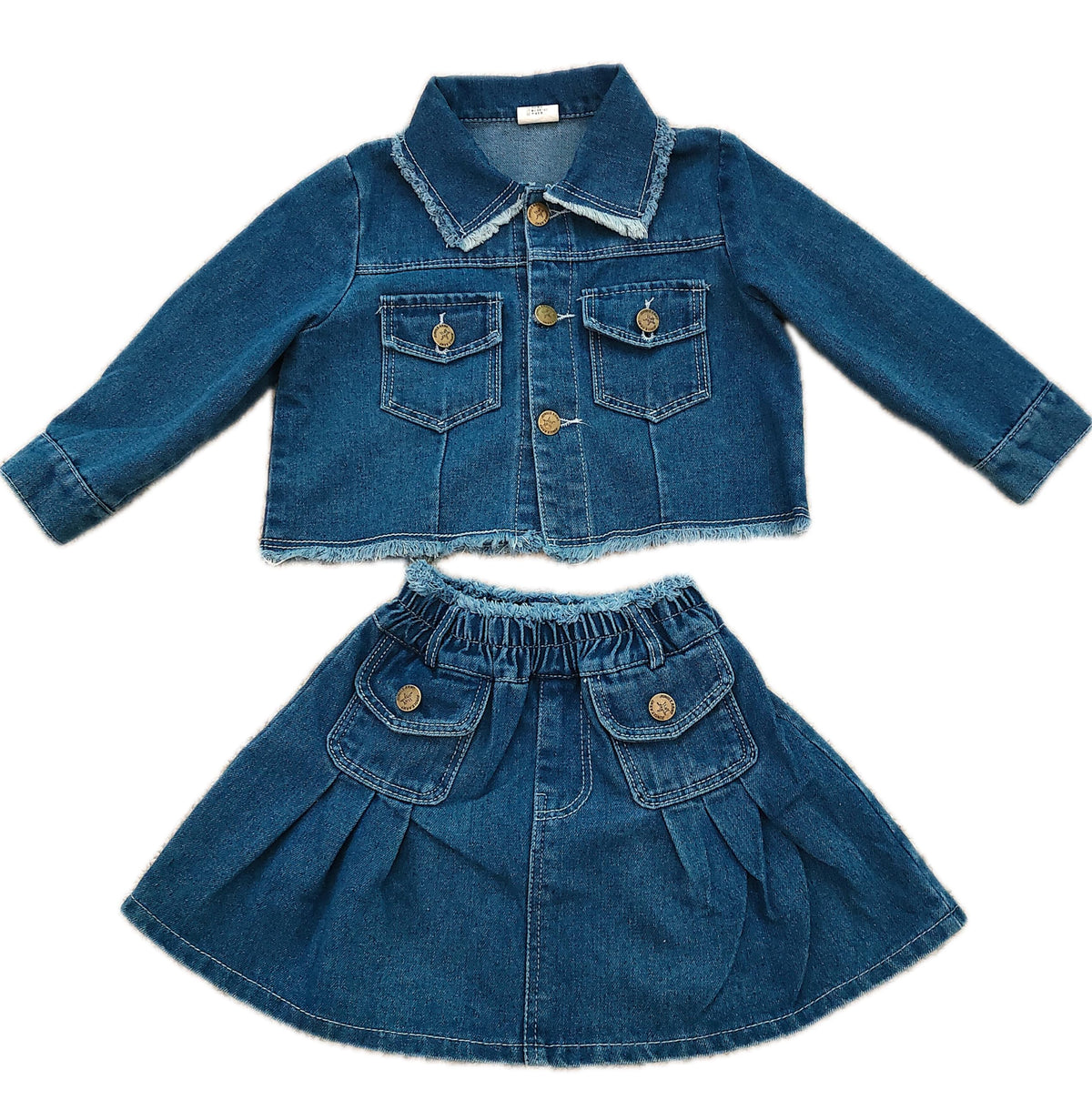 Girls Denim Jacket & Skirt 2-Piece Set