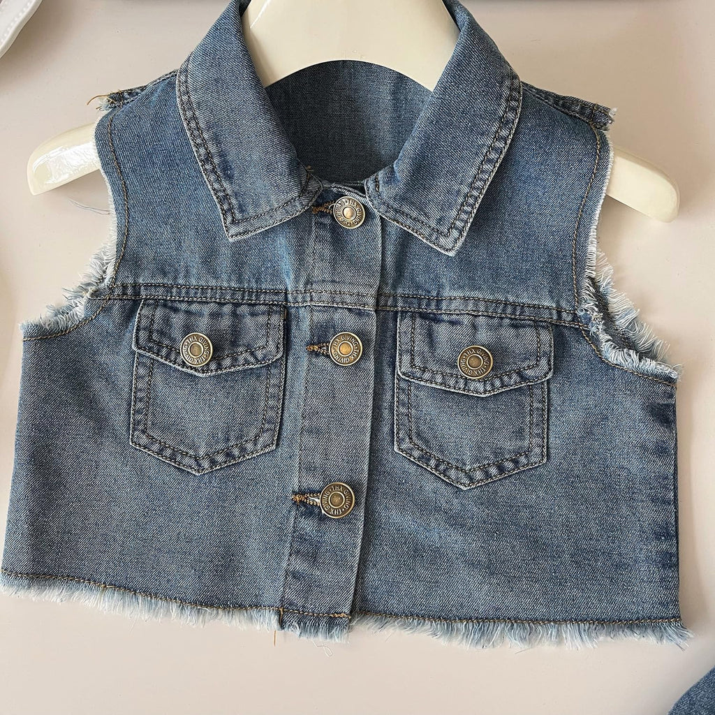 Girls Denim Jacket & Skirt 2-Piece Set