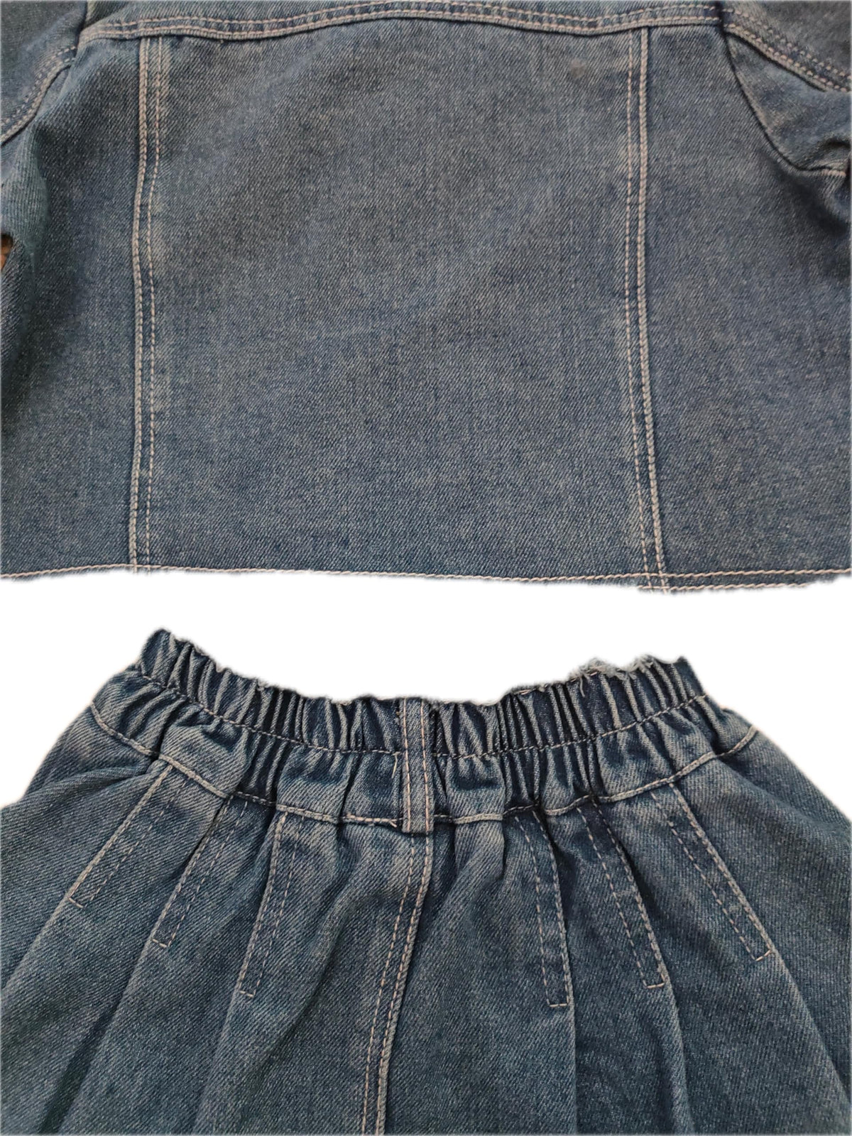 Girls Denim Jacket & Skirt 2-Piece Set